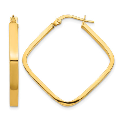 14K 2x30mm Square Tube Hoop Earrings