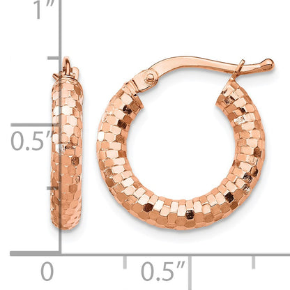 14k Rose Gold 3x17mm Diamond-cut Tube Hoop Earrings