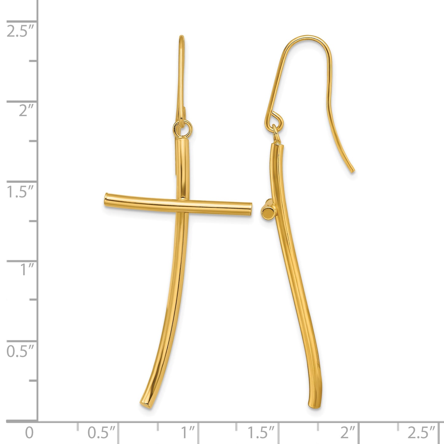 14K Polished Cross Dangle Earrings