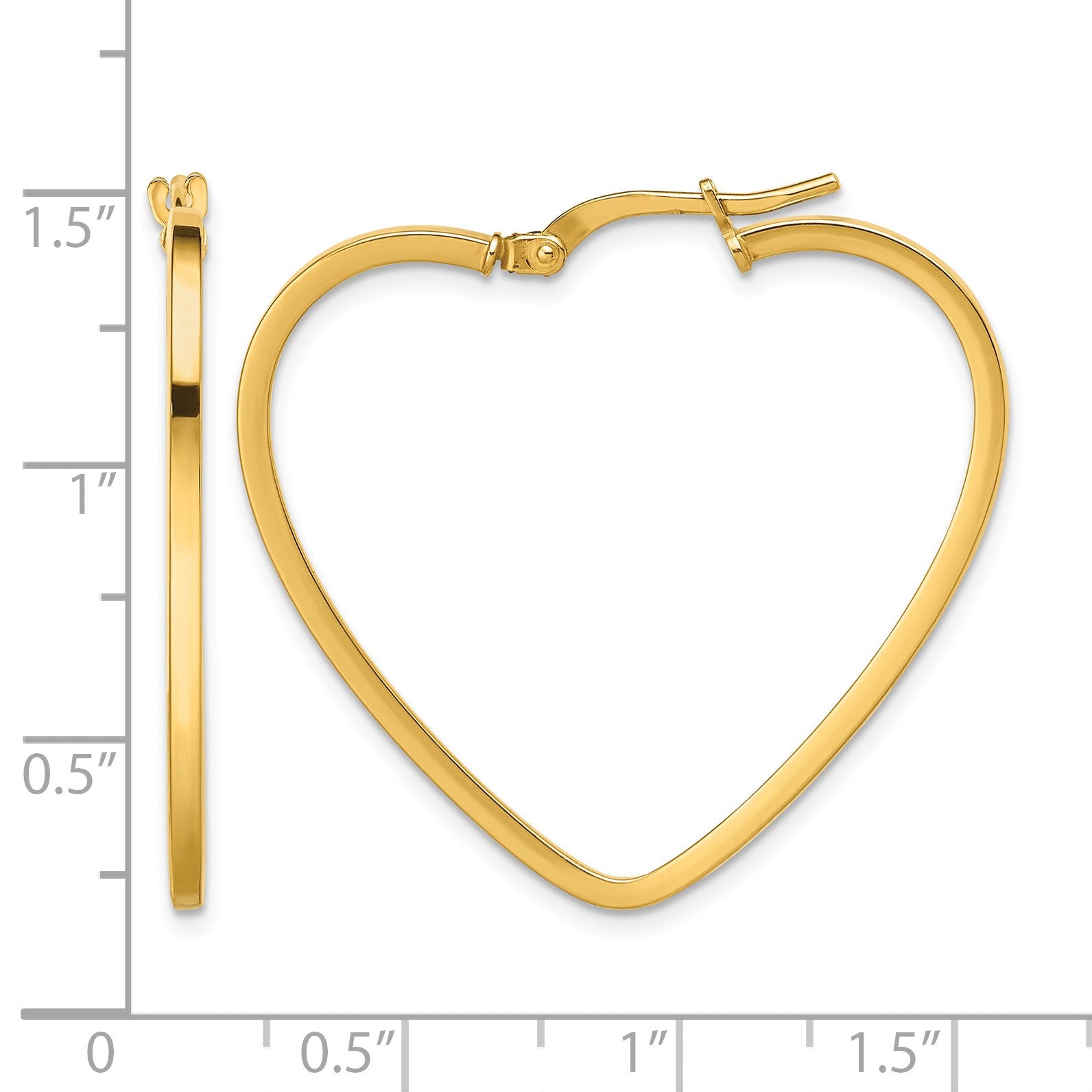 14K Polished Heart Hoop Earrings