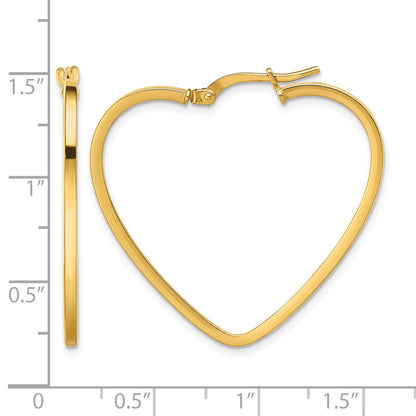 14K Polished Heart Hoop Earrings