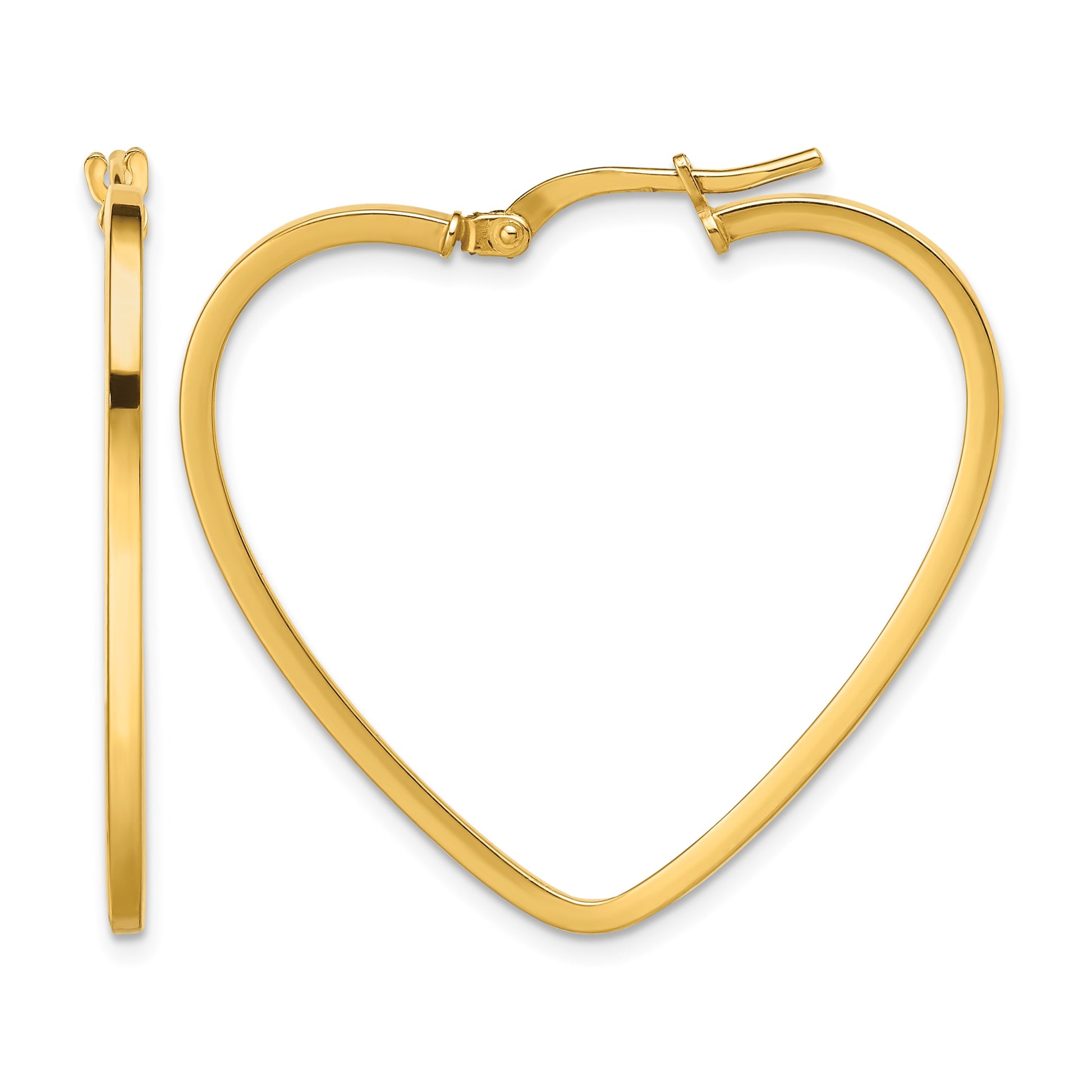 14K Polished Heart Hoop Earrings