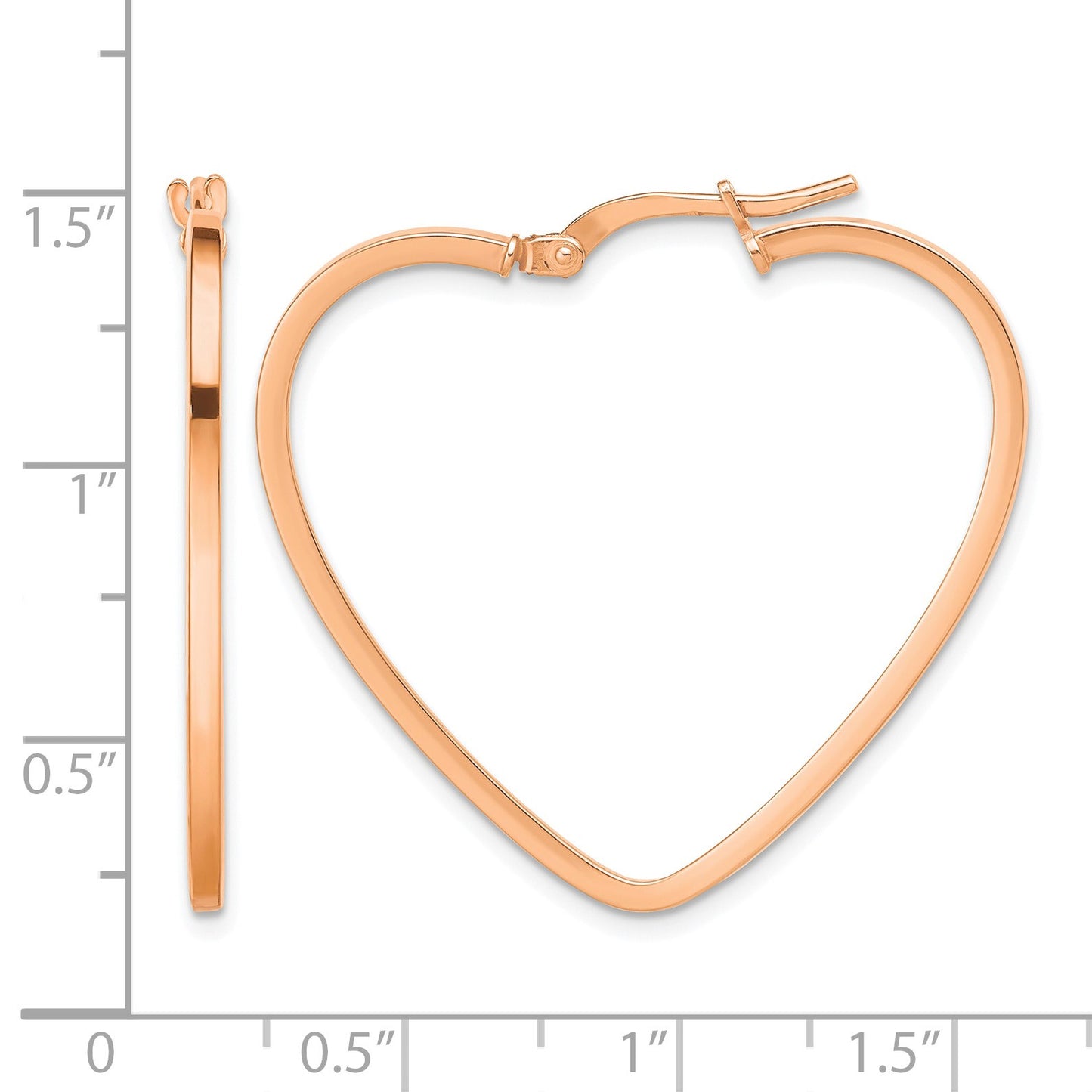 14K Rose Gold Polished Heart Hoop Earrings