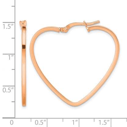 14K Rose Gold Polished Heart Hoop Earrings