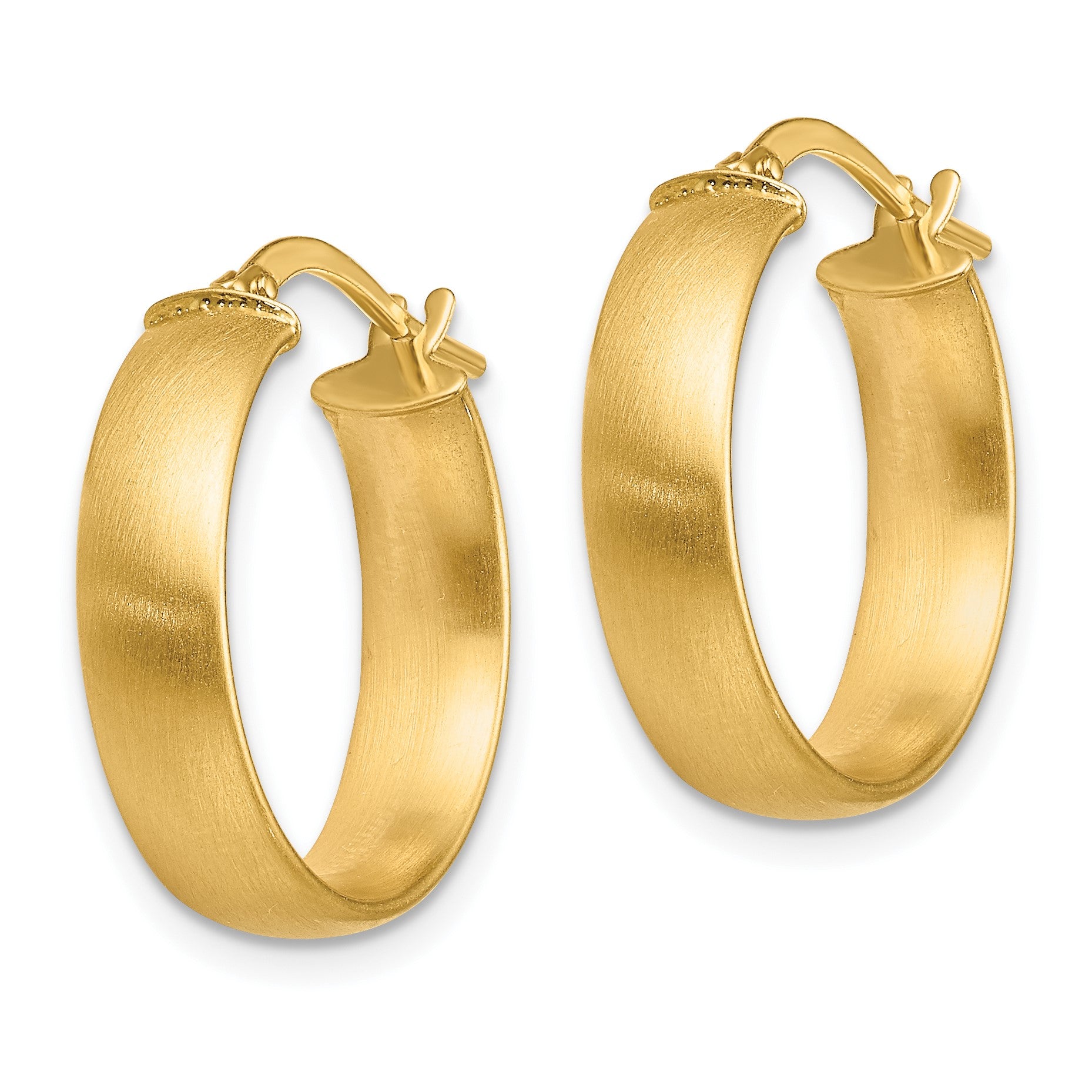 14K 5x19mm Satin Tube Hoop Earrings