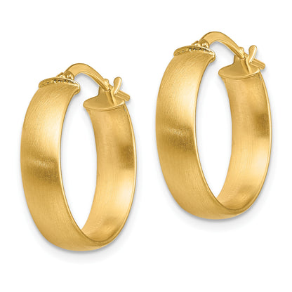 14K 5x19mm Satin Tube Hoop Earrings
