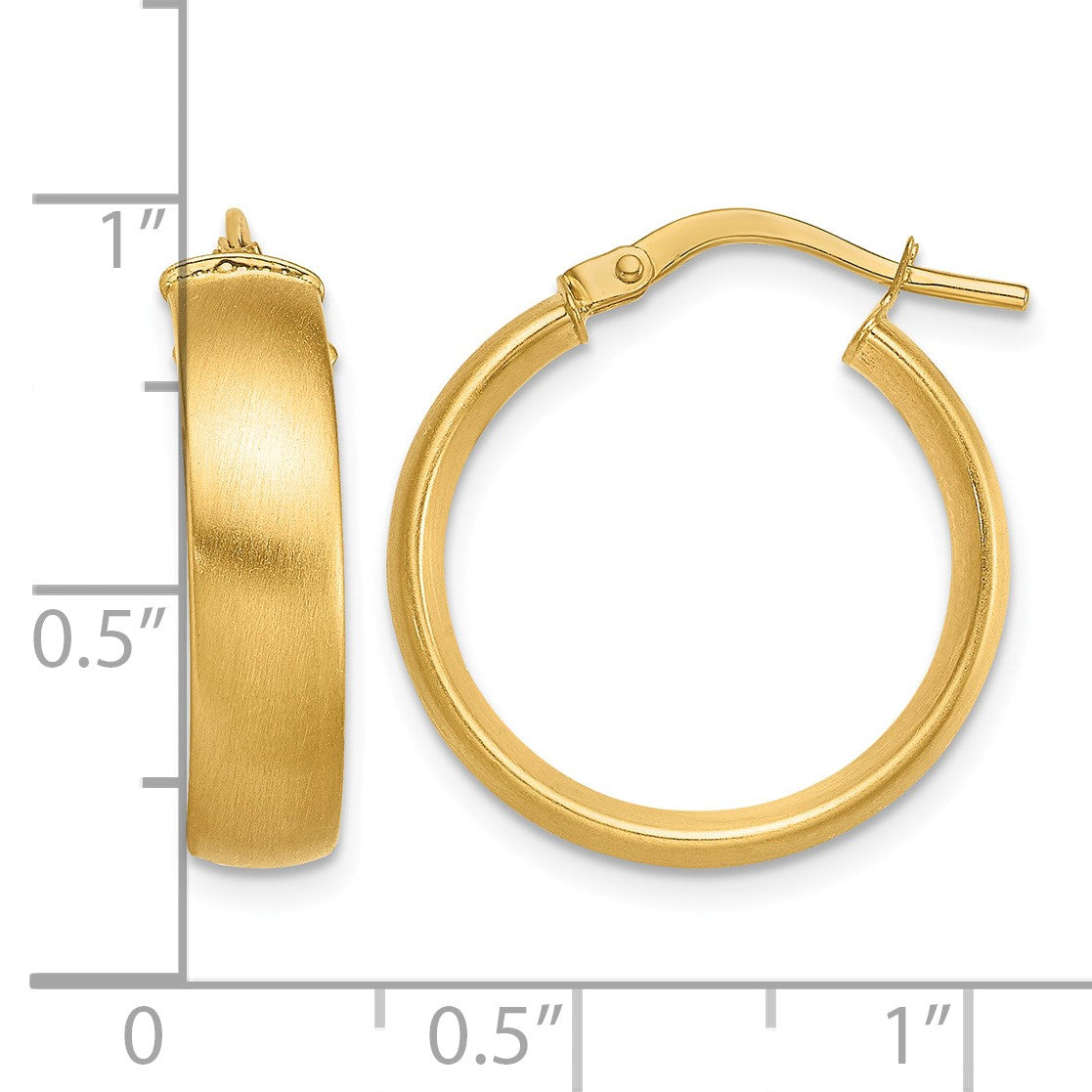14K 5x19mm Satin Tube Hoop Earrings
