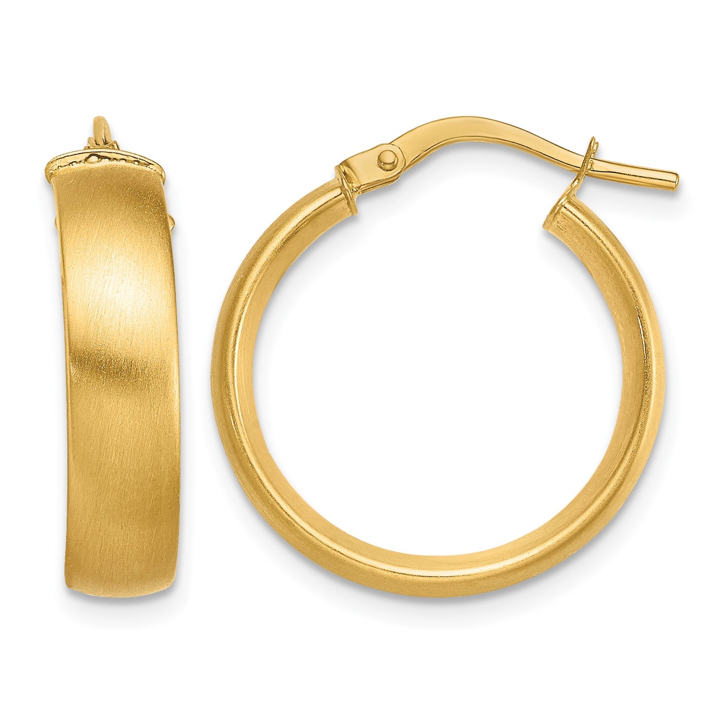 14K 5x19mm Satin Tube Hoop Earrings