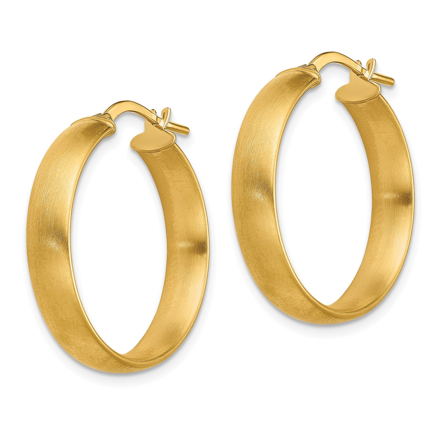14K 5x24mm Satin Tube Hoop Earrings