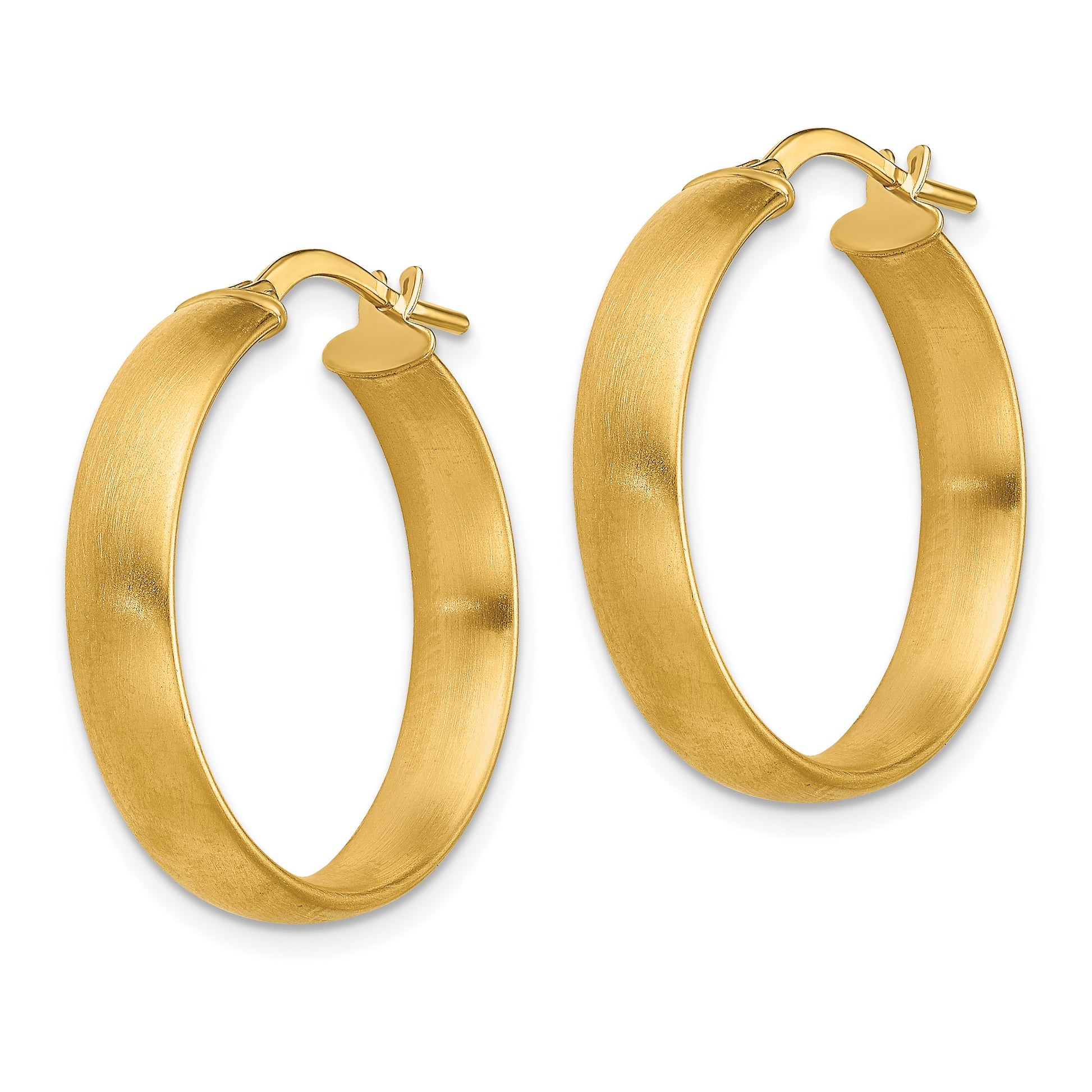 14K 5x24mm Satin Tube Hoop Earrings