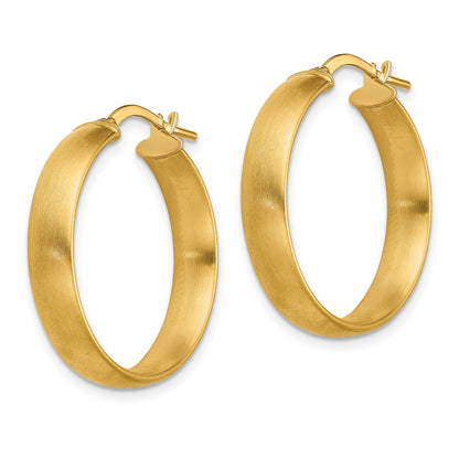 14K 5x24mm Satin Tube Hoop Earrings