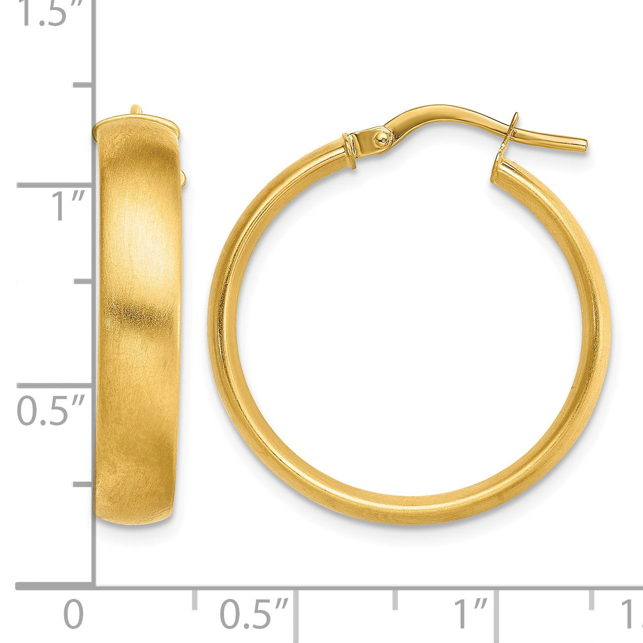 14K 5x24mm Satin Tube Hoop Earrings