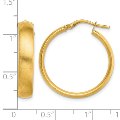 14K 5x24mm Satin Tube Hoop Earrings