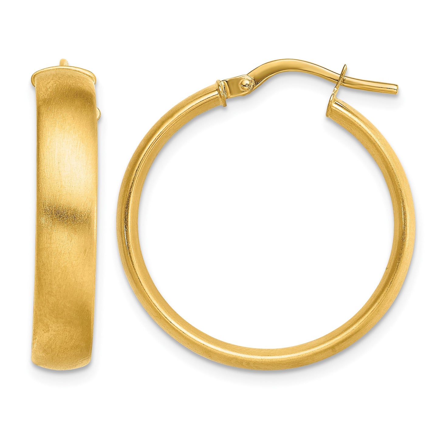 14K 5x24mm Satin Tube Hoop Earrings