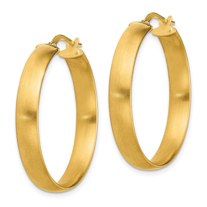 14K 5x31mm Satin Tube Hoop Earrings