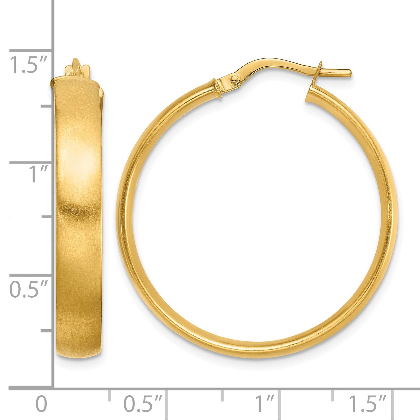 14K 5x31mm Satin Tube Hoop Earrings