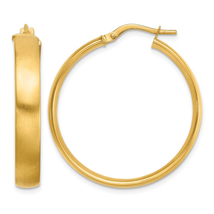 14K 5x31mm Satin Tube Hoop Earrings