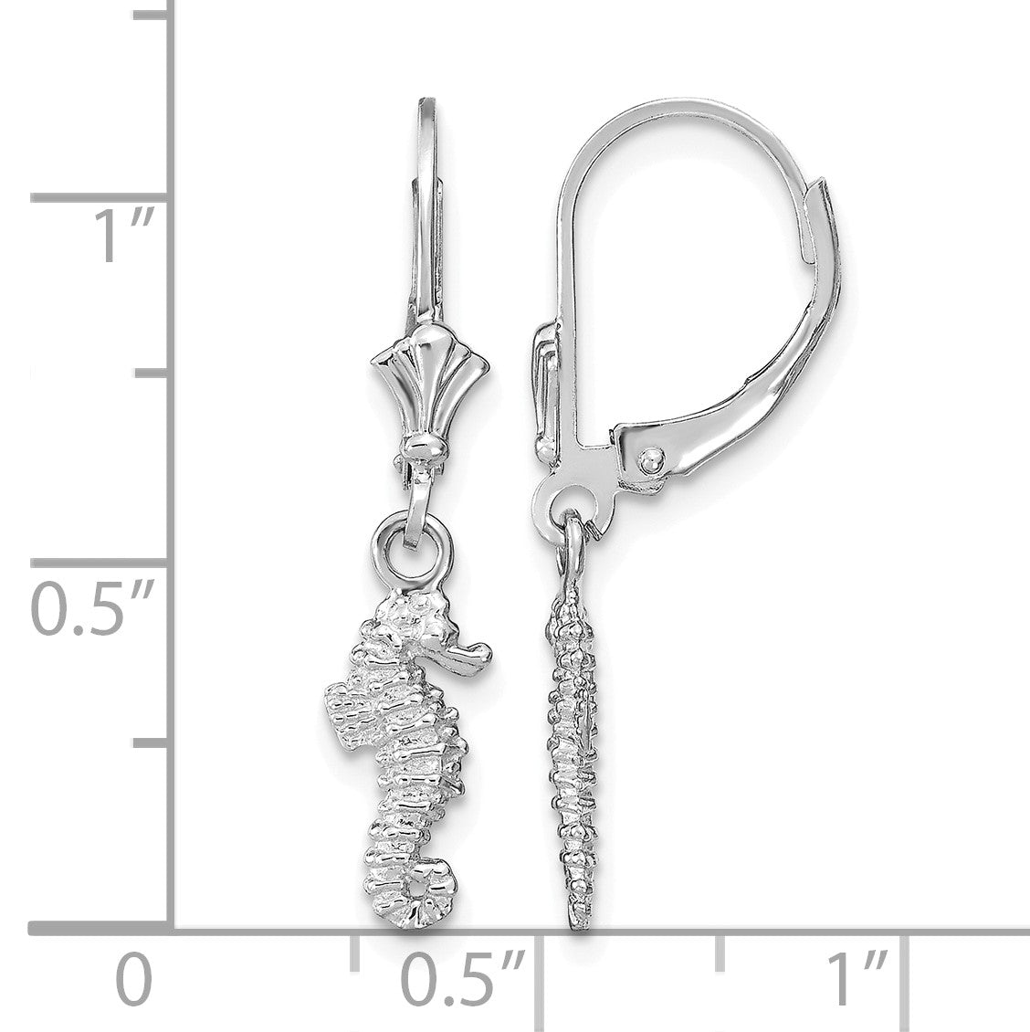 14K White Gold Snowflake Dangle Leverback Earrings