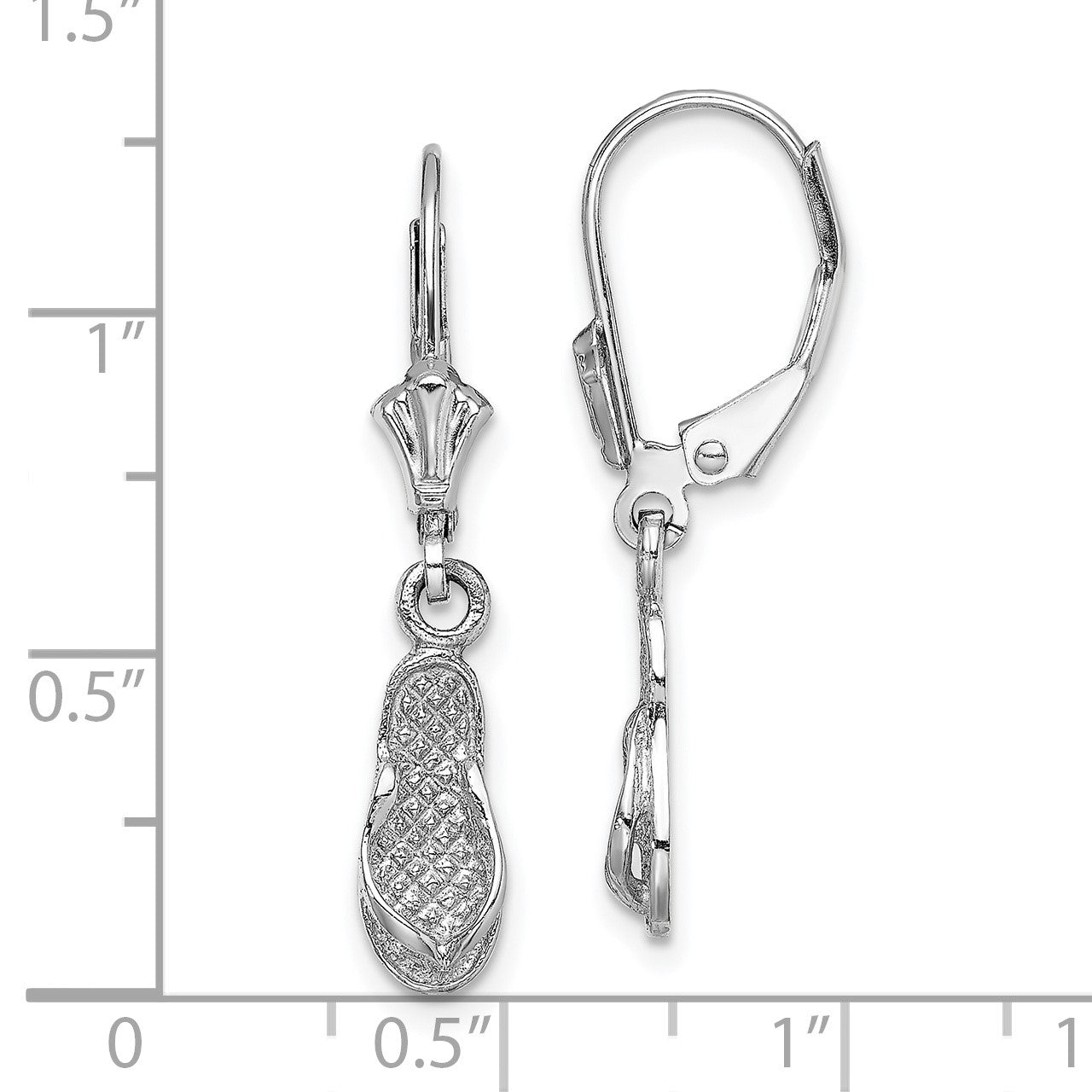 14k White Gold Flip-Flop Dangle Leverback Earrings