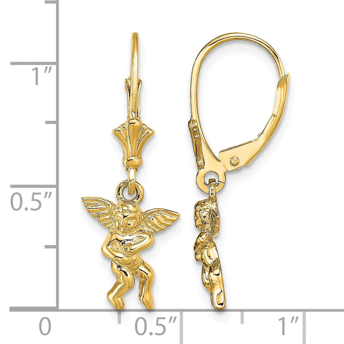 14k Angel Dangle Leverback Earrings