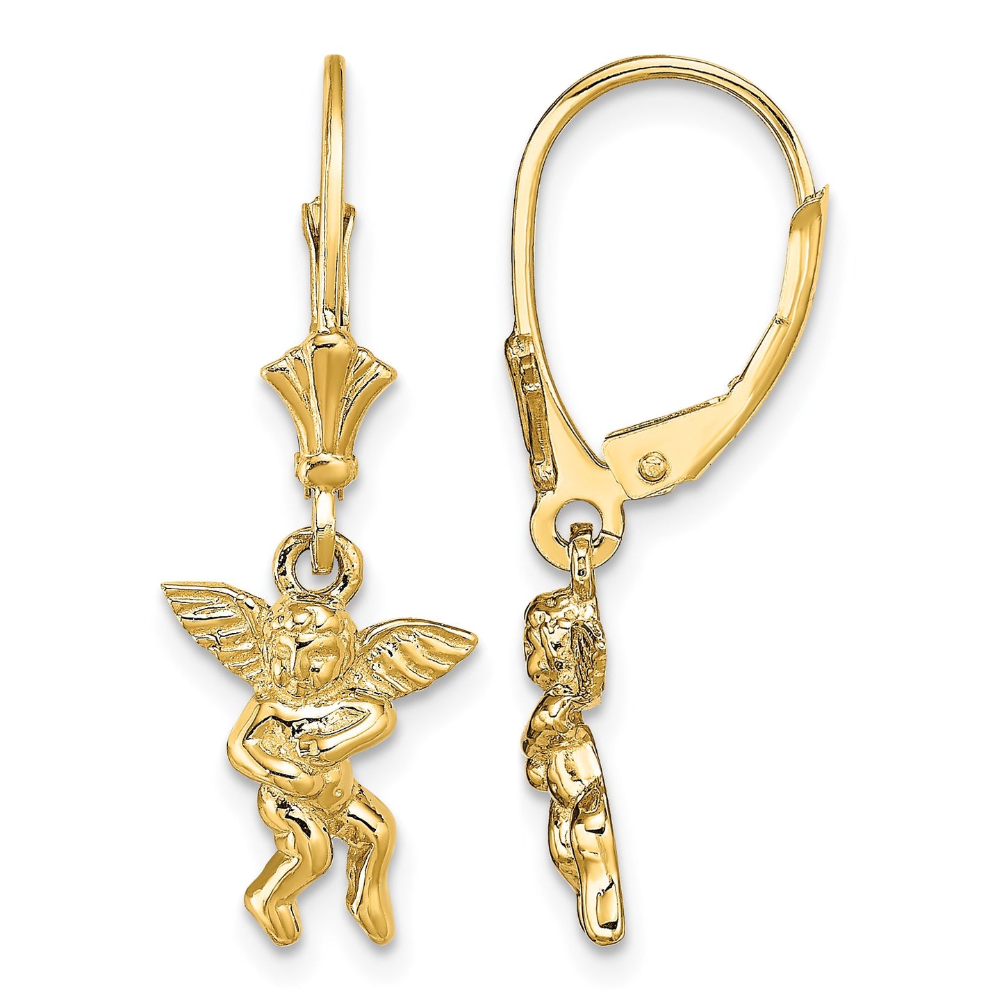 14k Angel Dangle Leverback Earrings
