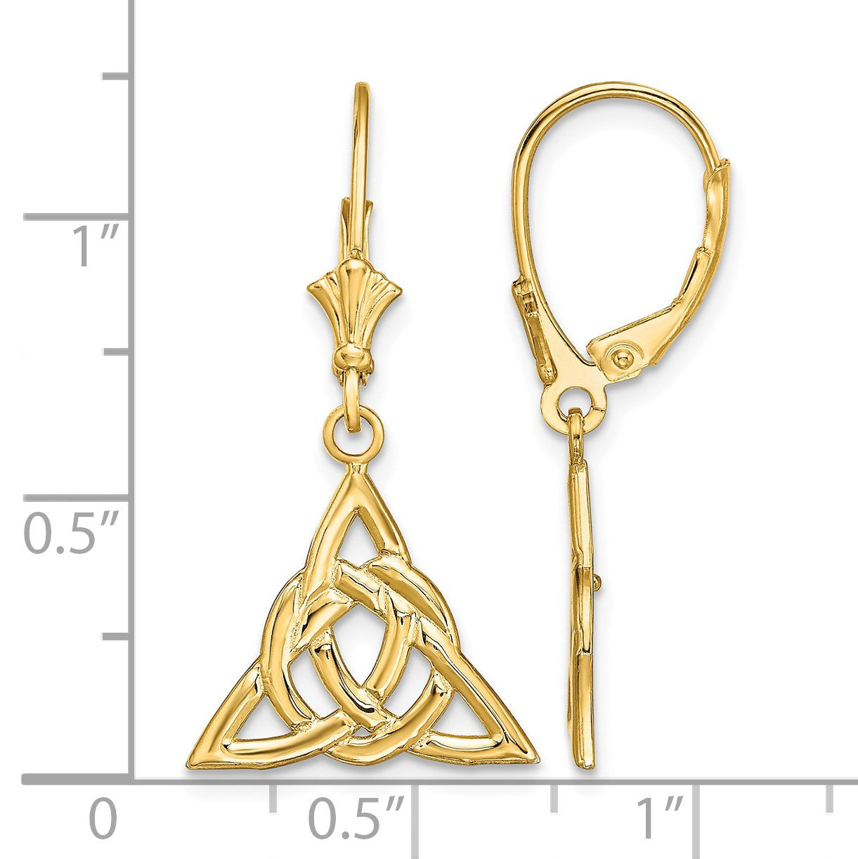 14K Celtic Trinity Knot Dangle Leverback Earrings