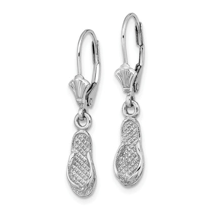14k White Gold Flip-Flop Dangle Leverback Earrings