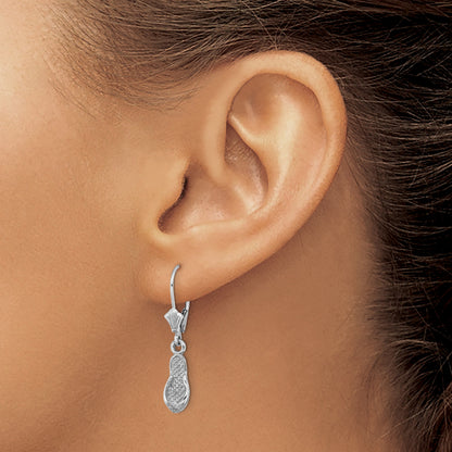 14k White Gold Flip-Flop Dangle Leverback Earrings