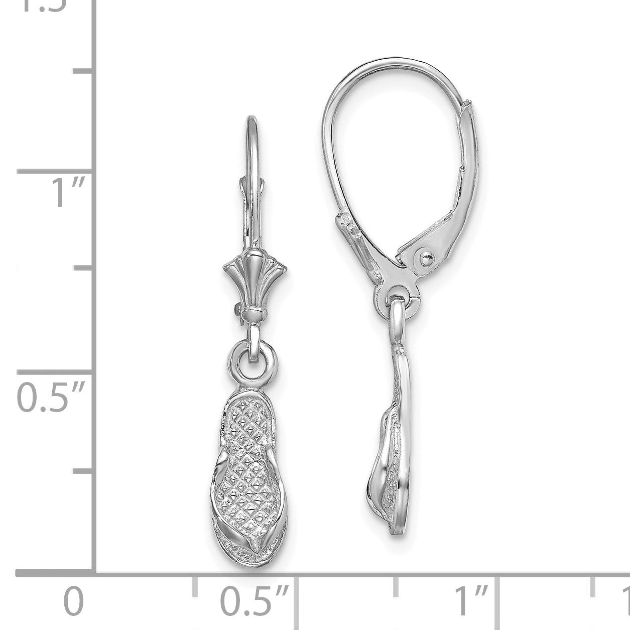 14k White Gold Flip-Flop Dangle Leverback Earrings