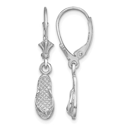 14k White Gold Flip-Flop Dangle Leverback Earrings
