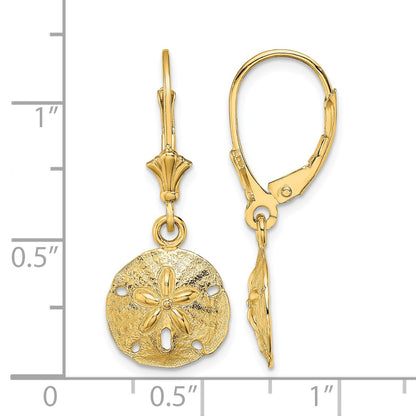 14K Polished Sand Dollar Leverback Earrings
