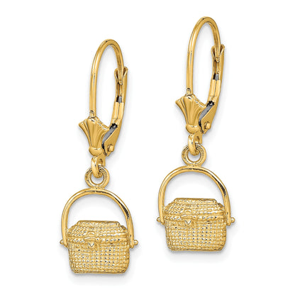 14K Nantucket Basket Dangle Leverback Earrings