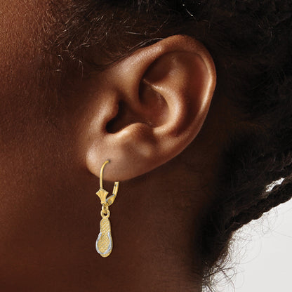 14K and White Rhodium Flip-Flop Dangle Leverback Earrings