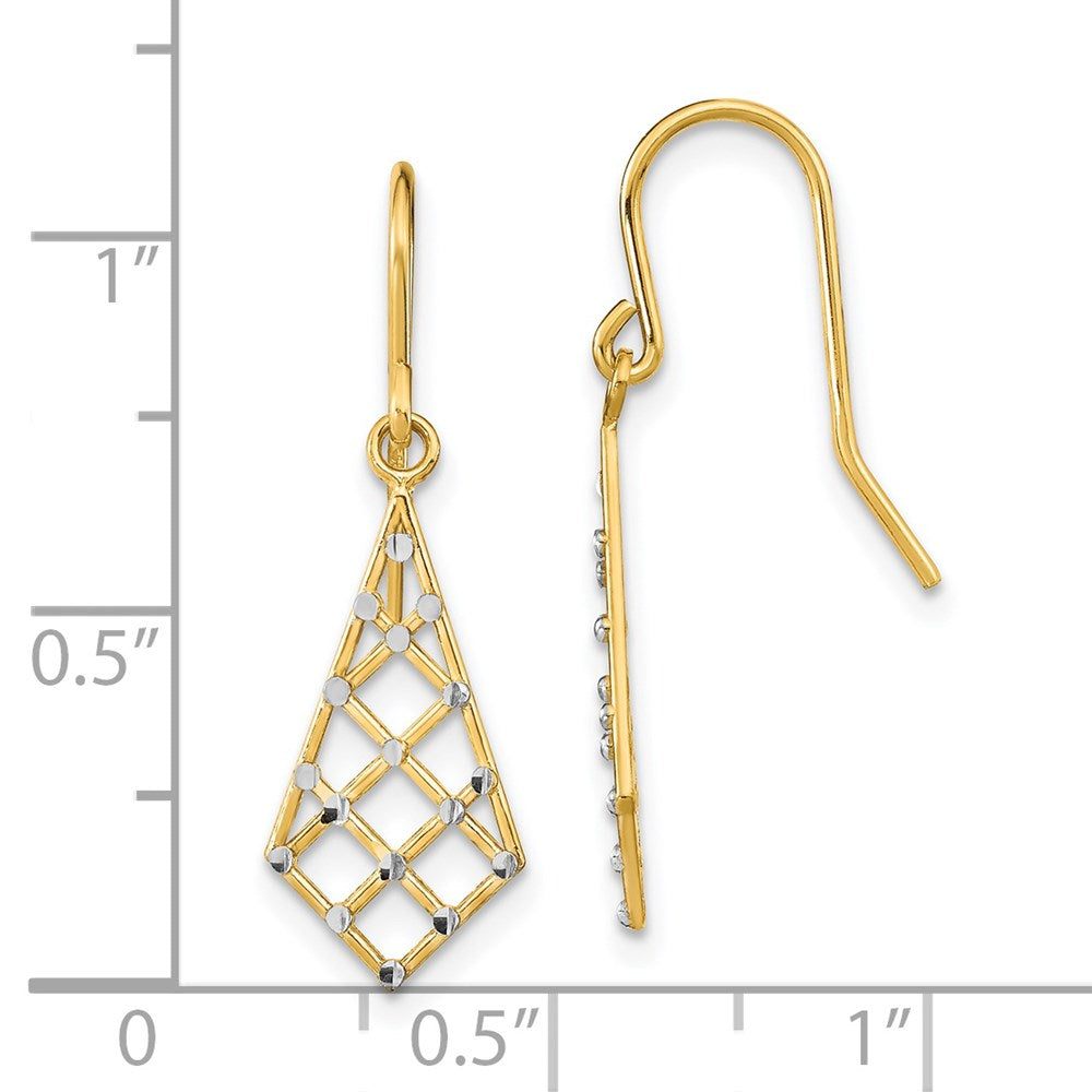 14K Yellow Gold w/Rhodium accent Diamond-cut Small Criss-Cross Wire Ear