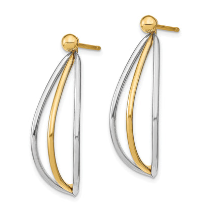 14k and White Rhodium 4mm Ball Stud and Triple Wire Dangle Jacket Earrings