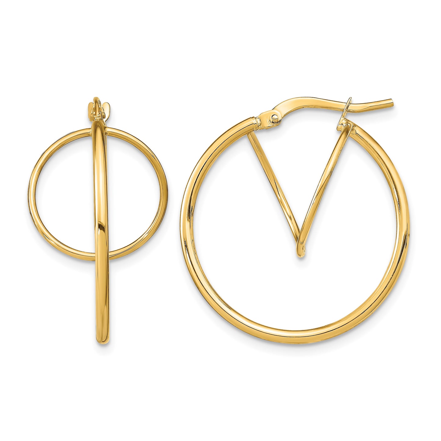14k Twisted Circle Inside Hoop Earrings