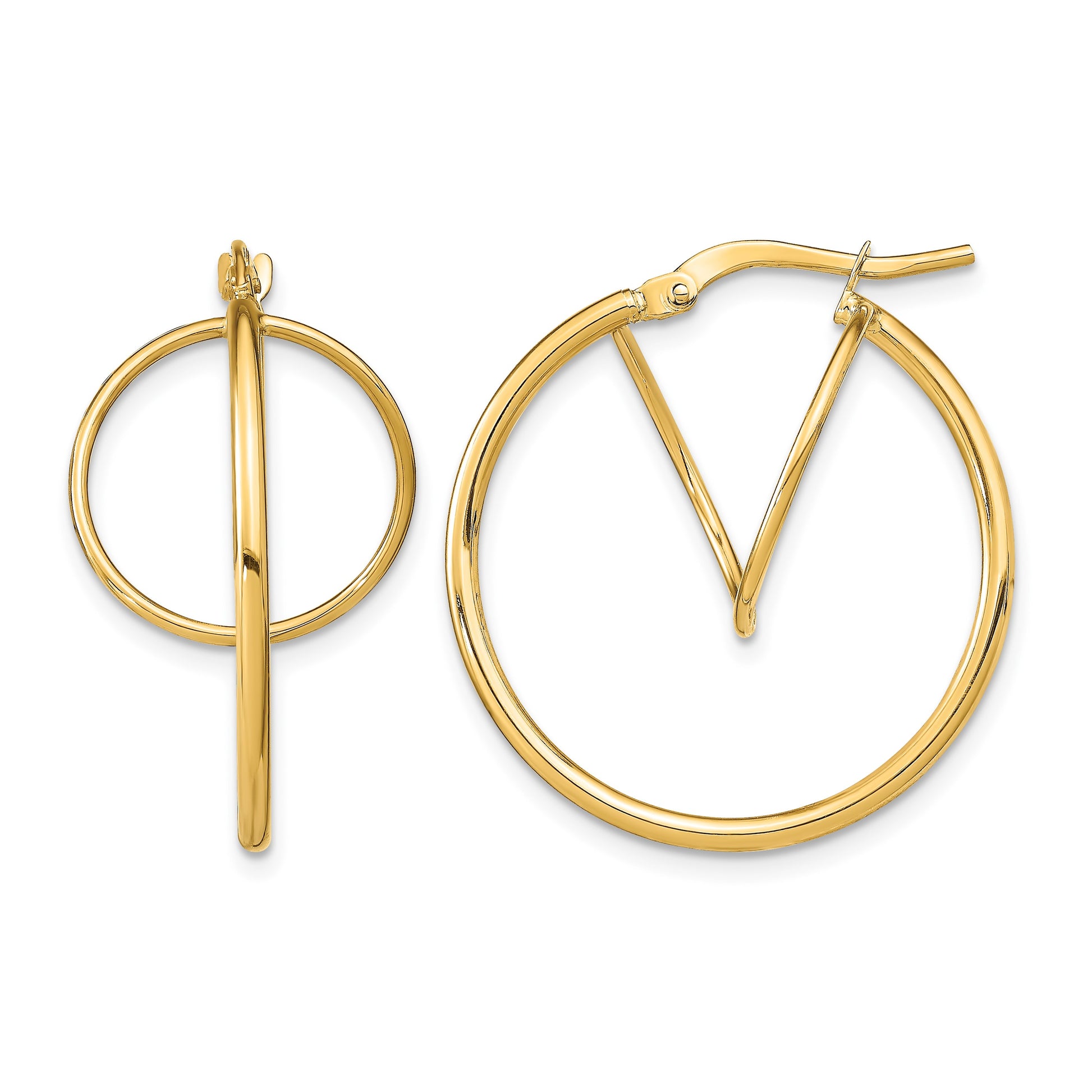 14k Twisted Circle Inside Hoop Earrings