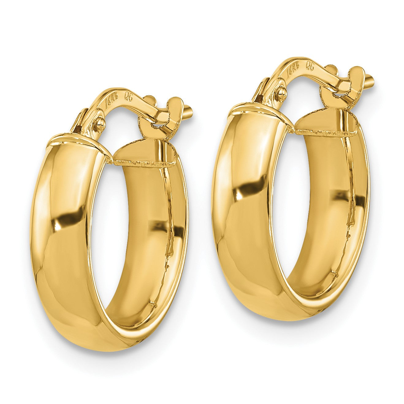 14k 3x14mm Polished Tube Hoop Earrings