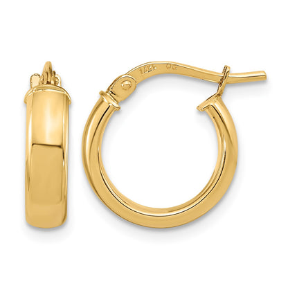 14k 3x14mm Polished Tube Hoop Earrings