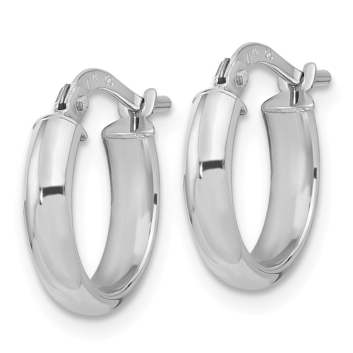 14k White Gold 3x14mm Polished Tube Hoop Earrings