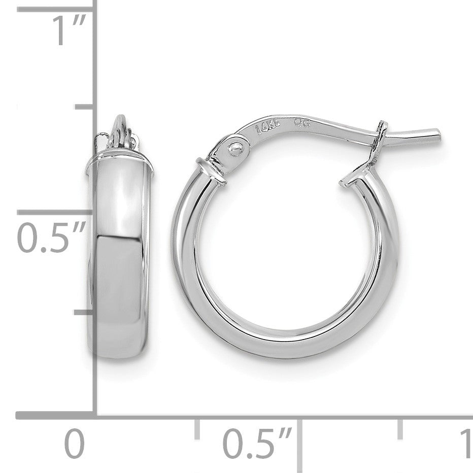 14k White Gold 3x14mm Polished Tube Hoop Earrings