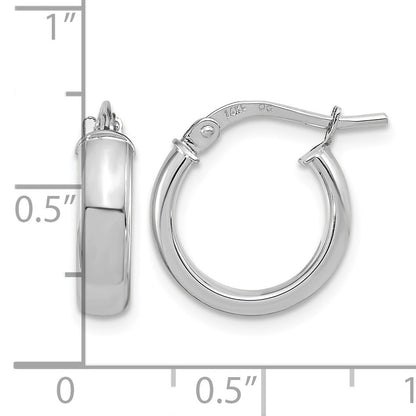 14k White Gold 3x14mm Polished Tube Hoop Earrings