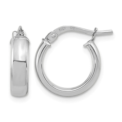 14k White Gold 3x14mm Polished Tube Hoop Earrings