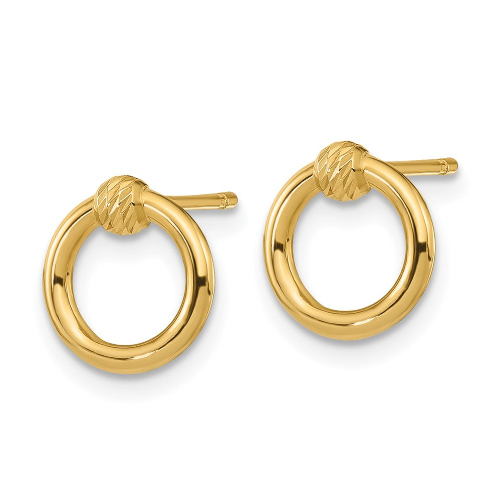 14K Polished D/C Circle Post Earrings