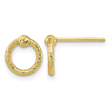 14K Polished D/C Twisted Circle Post Earrings