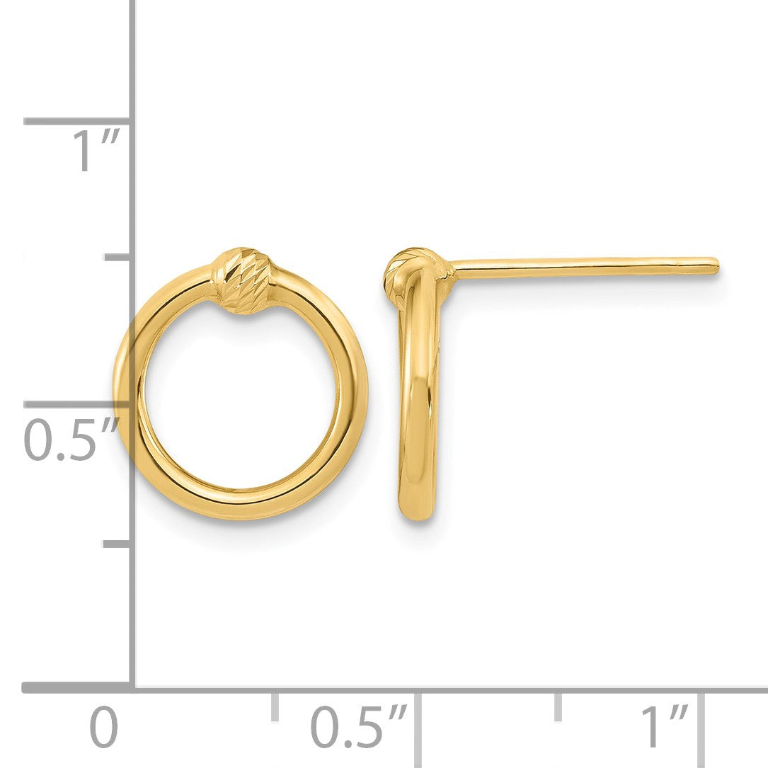 14K Polished & D/C Circle Post Earrings