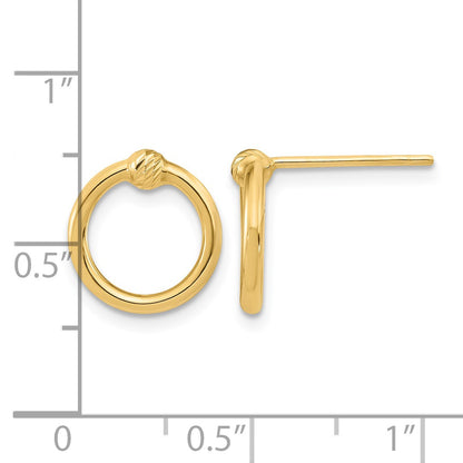 14K Polished & D/C Circle Post Earrings