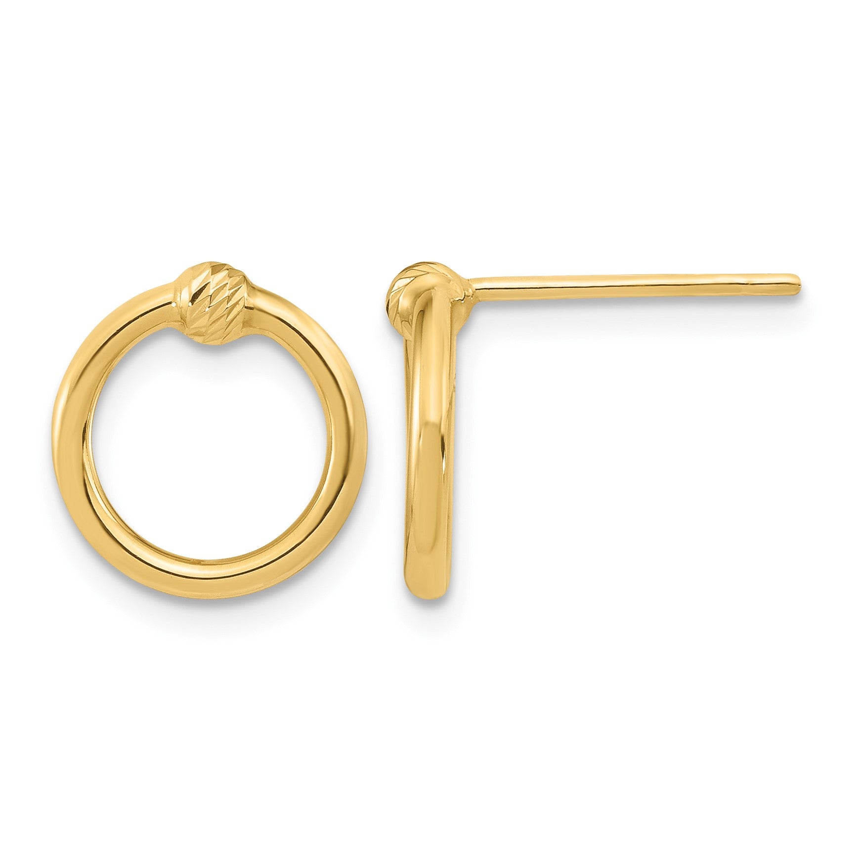 14K Polished & D/C Circle Post Earrings
