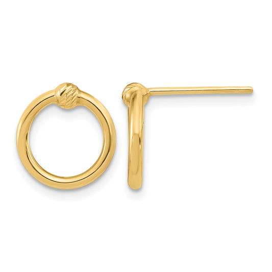 14K Polished & D/C Circle Post Earrings