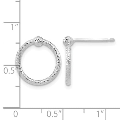14k White Gold Polished & D/C Twisted Circle Post Earrings